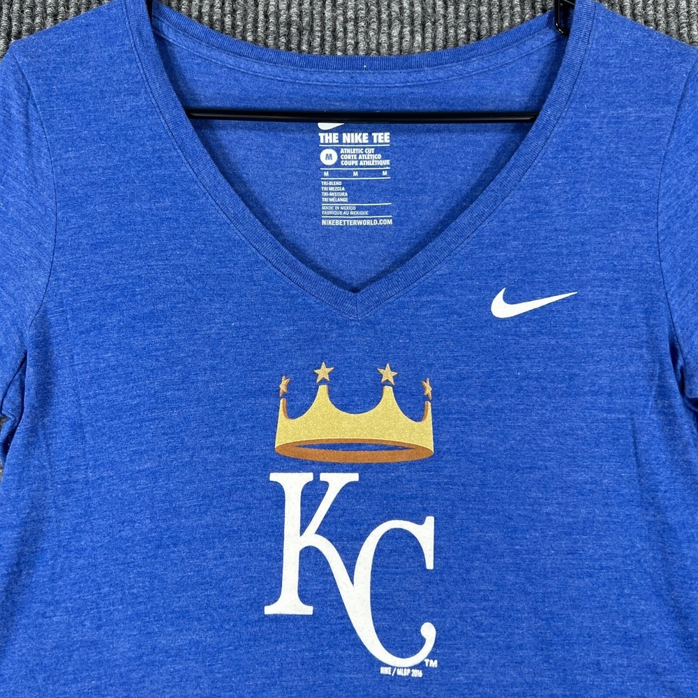 Kansas City Royals Shirt Nike Womens Medium Blue Short Sleeve V Neck MLB